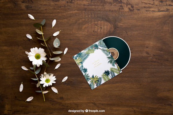 Free Floral Cd Mockup Psd