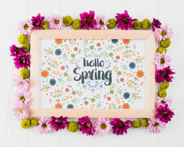 Free Floral Frame Composition For Spring Psd