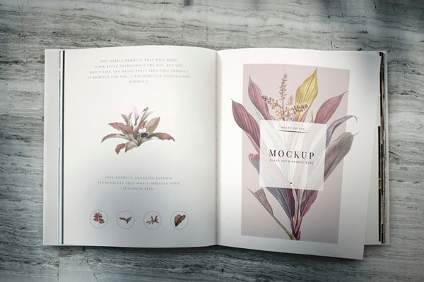 Free Floral Magazine Mockup With Blank Space Psd