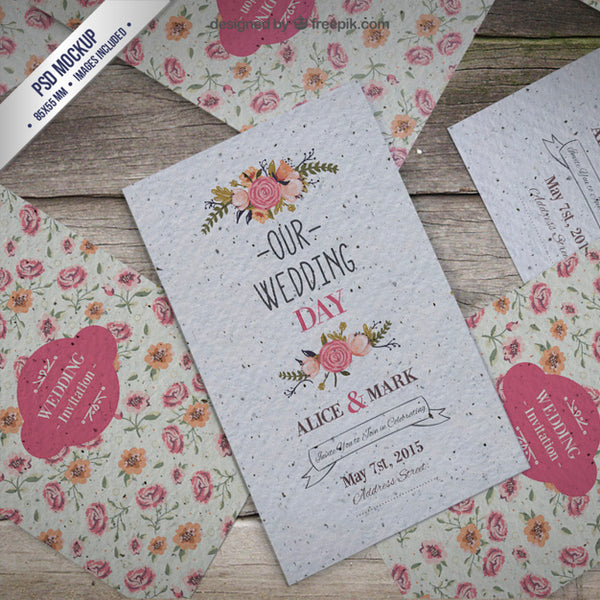 Free Floral Wedding Invitation Mockup Psd