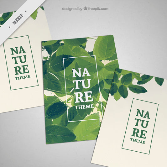 Free Flyer Mockups With Green Leaves Psd