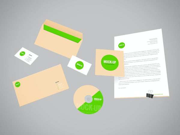 Free Flying Stationery Psd Mockup