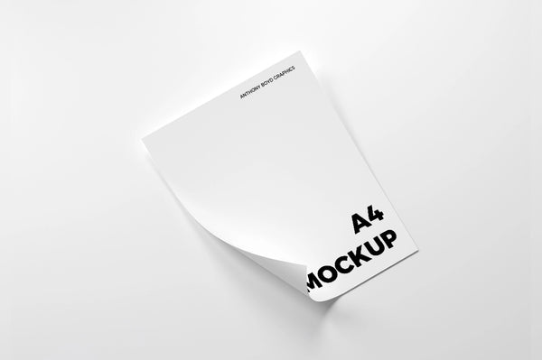 Free Folded A4 Paper Mockup