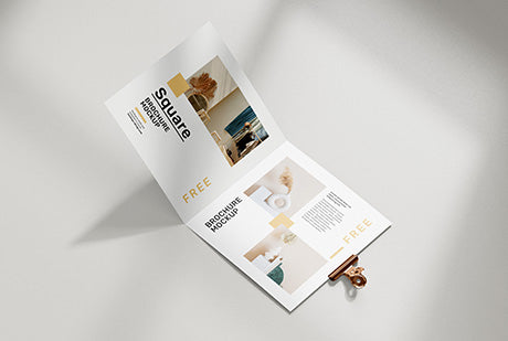 Free Folded Square Brochure Mockup