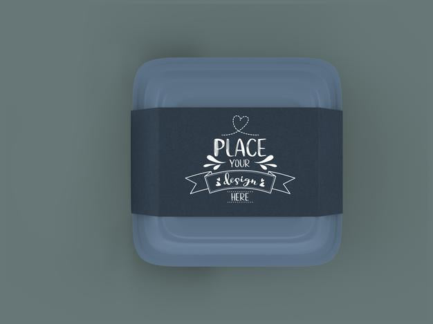 Free Food Container, White Box Mockup With Craft Cardboard Cover For Branding And Identity. Psd