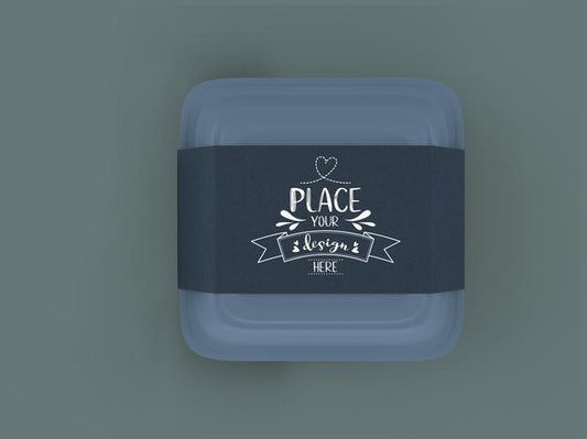 Free Food Container, White Box Mockup With Craft Cardboard Cover For Branding And Identity. Psd