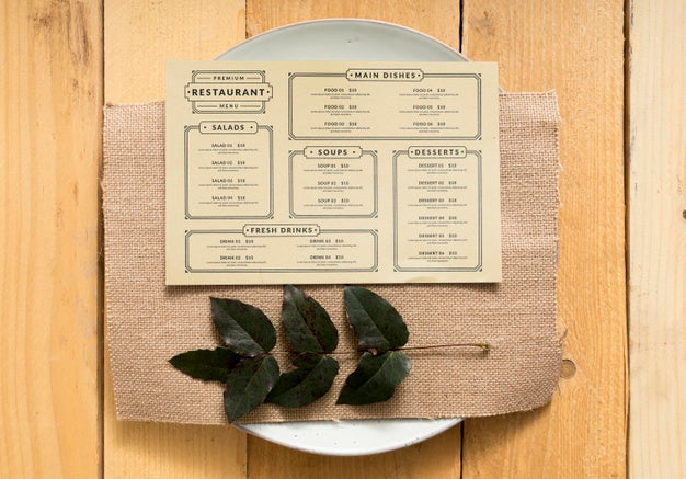 Free Food Menu Concept Mock-Up Psd