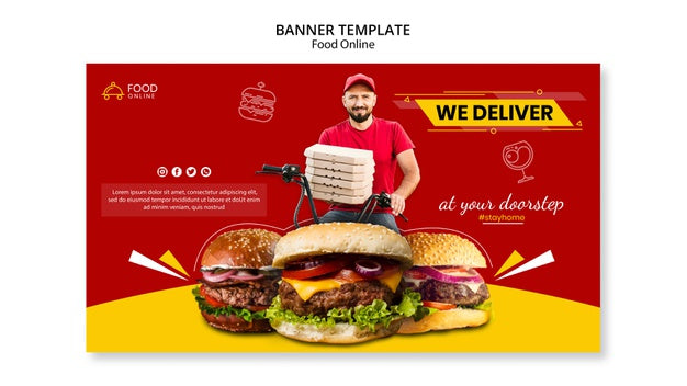 Free Food Online Concept Banner Mock-Up Psd