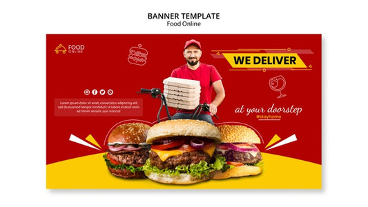 Free Food Online Concept Banner Mock-Up Psd