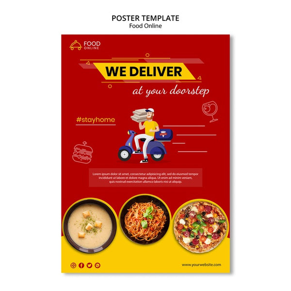 Free Food Online Concept Poster Mock-Up Psd