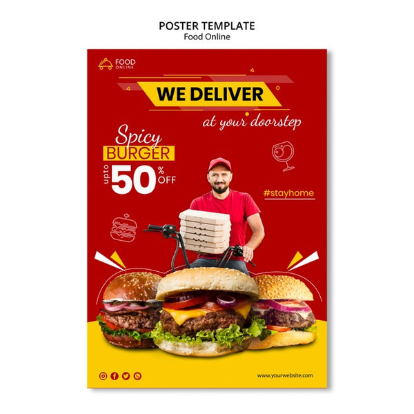 Free Food Online Concept Poster Mock-Up Psd