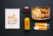 Free Food Service Composition With Notepad Mock-Up Psd