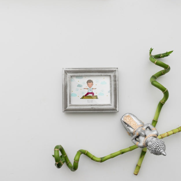 Free Frame, Buddha And Bamboo Sticks Psd