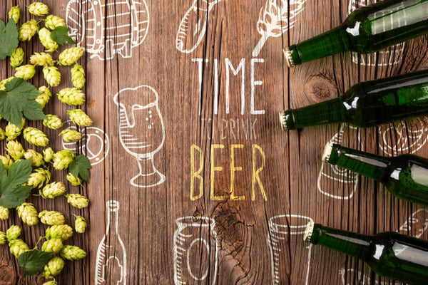 Free Frame Made Of Beer Ingredients And Beer Bottles Psd