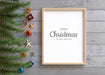 Free Frame Mockup With Christmas Decoration Psd