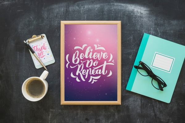 Free Frame Mockup With Coffee Psd