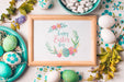Free Frame Mockup With Easter Concept Psd