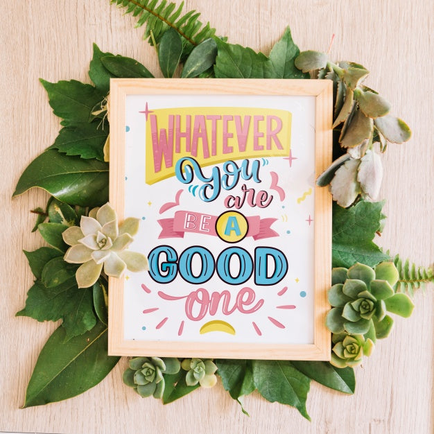 Free Frame Mockup With Floral Decoration Psd