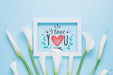 Free Frame Mockup With Floral Valentines Day Concept Psd