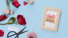 Free Frame Mockup With Roses For Valentines Day Psd