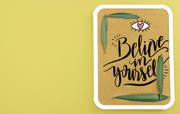 Free Frame Mockup With Tropical Leaves Psd