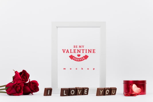Free Frame Mockup With Valentine Concept Psd