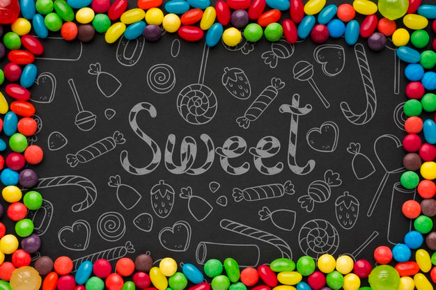 Free Frame Of Colorful Candies Psd