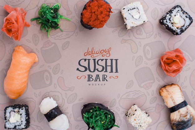Free Frame Of Deslicious Sushi Rolls Psd