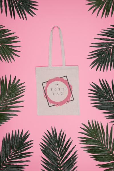 Free Frame Of Leaves With Tote Bag In Center Psd
