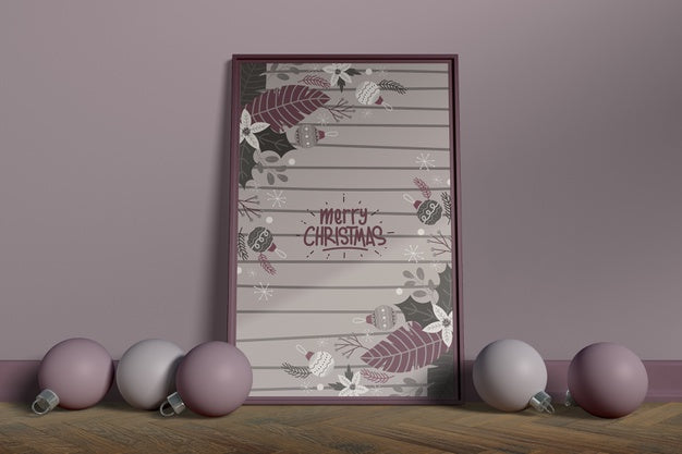 Free Frame On Floor With Globe Collection Psd