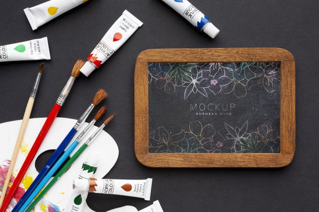 Free Frame With Watercolors Psd