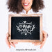 Free Friendly Woman Presenting Slate Psd