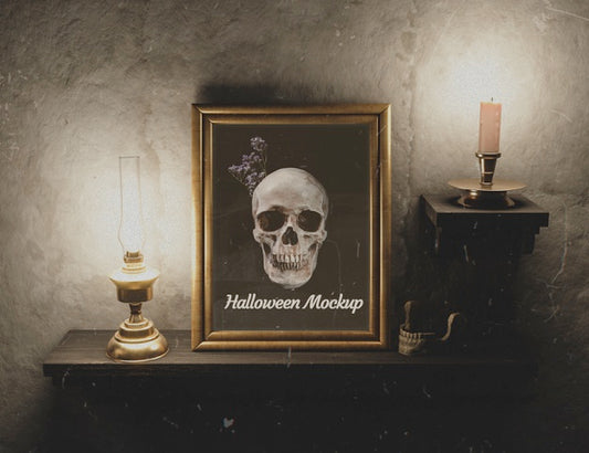 Free Front View Arrangement Of Candles And Mock-Up Frame Psd