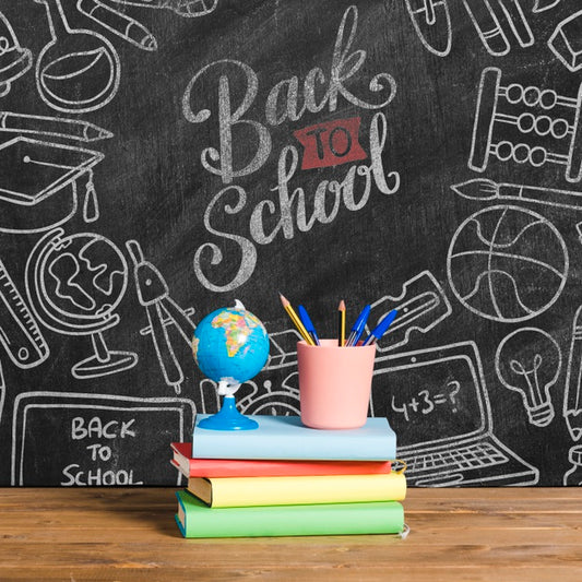 Free Front View Back To School With Pile Of Books Psd