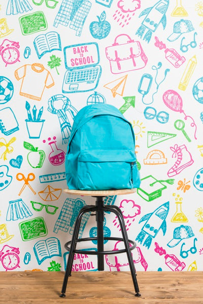 Free Front View Backpack With Colourful Background Psd