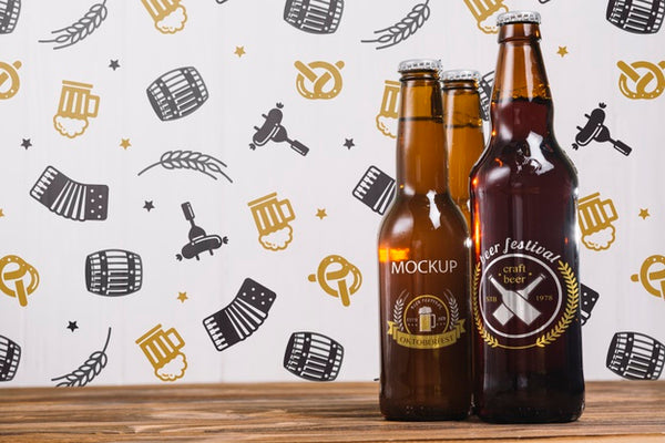 Free Front View Beer Bottles With Copy Space Psd