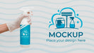 Free Front View Cleaning Product With Mock-Up Packaging Psd