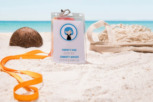 Free Front View Company Badge And Ocean Psd
