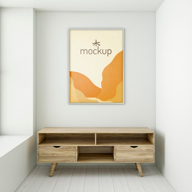 Free Front View Frame Mock-Up Arrangement Indoors Psd