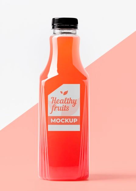Free Front View Of Clear Juice Bottle Psd
