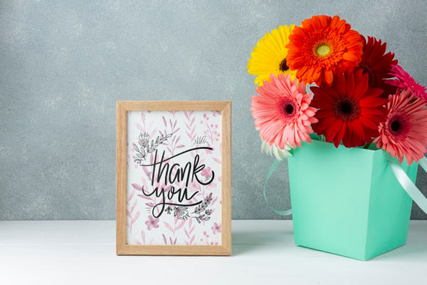 Free Front View Of Colorful Flowers With Frame Psd