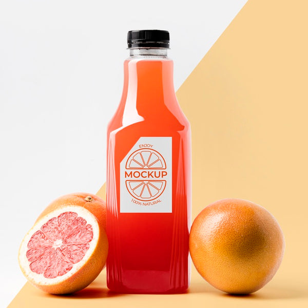 Free Front View Of Grapefruit Juice Bottle With Cap Psd