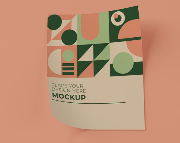 Free Front View Of Paper Mock-Up With Geometric Shapes Psd