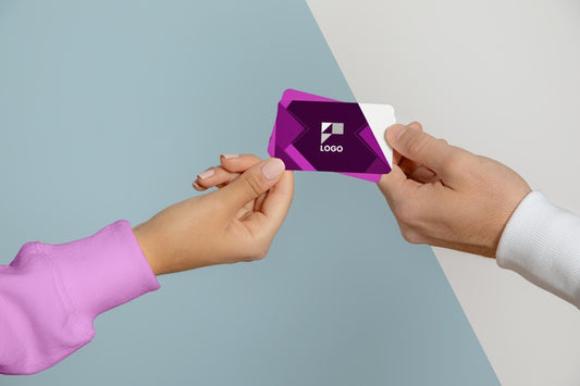 Free Front View Of People Exchanging Business Cards Psd