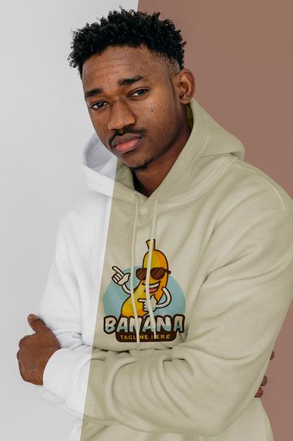 Free Front View Of Stylish Man In Hoodie Psd