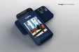 Free Full Screen Blue Smartphone Mockup Design Psd