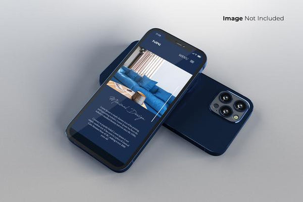 Free Full Screen Blue Smartphone Mockup Design Psd