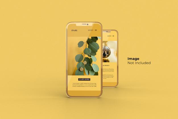 Free Full Screen Gold Smartphone Mockup Design Psd