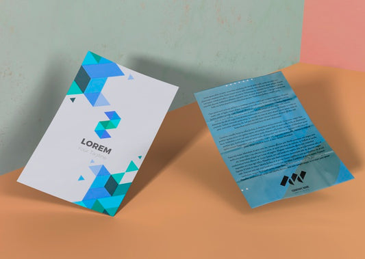 Free Geometric Blue Brand Company Business Mock-Up Paper Psd