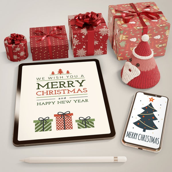 Free Gifts Collection Beside Modern Devices Psd